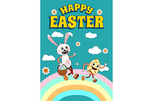 Vintage Happy Easter Poster Trendy