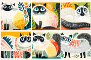 Scandi Folk Art Cat Illustrations, an Animal Illustration by PrintHaven Designs (Thumbnail 3 of 8)