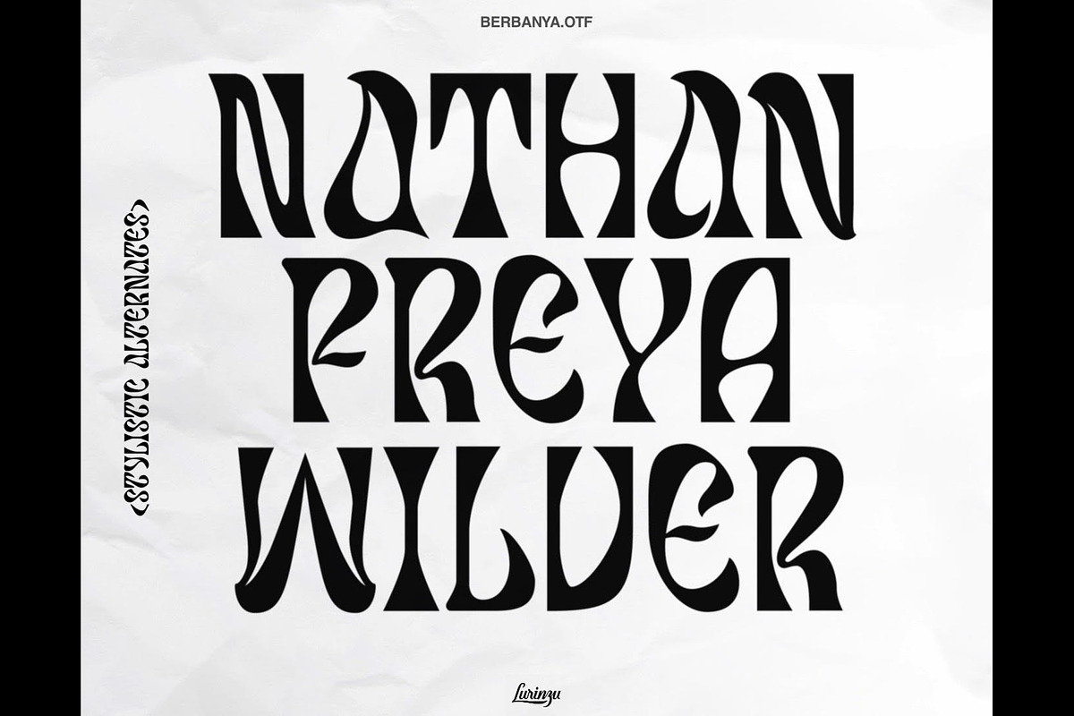Berbanya - Funky Psychedelic Font, a Serif Font by Lurinzu Studios (Photo 8 of 11)
