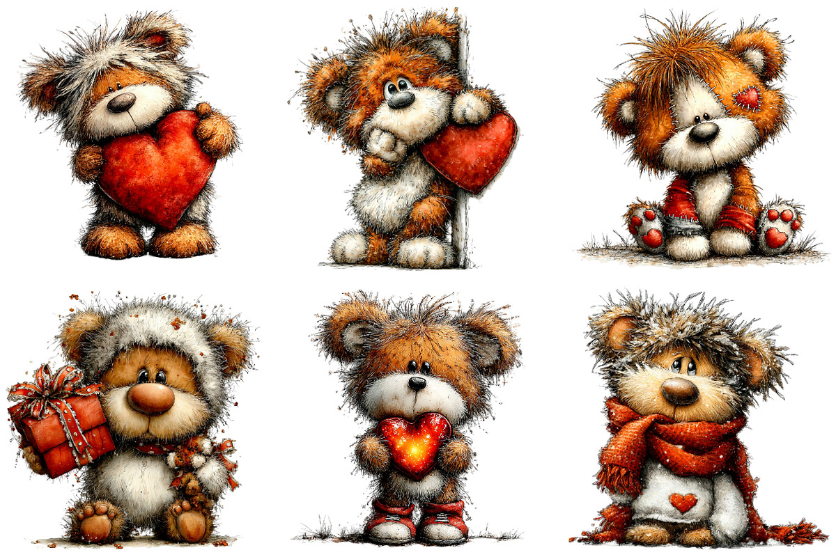 Whimsical Valentine Teddy Clipart, an Illustration by Designking (Photo 2 of 5)