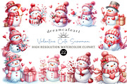 Valentine Cute Snowman Clipart, an Illustration by DreamCafeArt (Thumbnail 1 of 6)