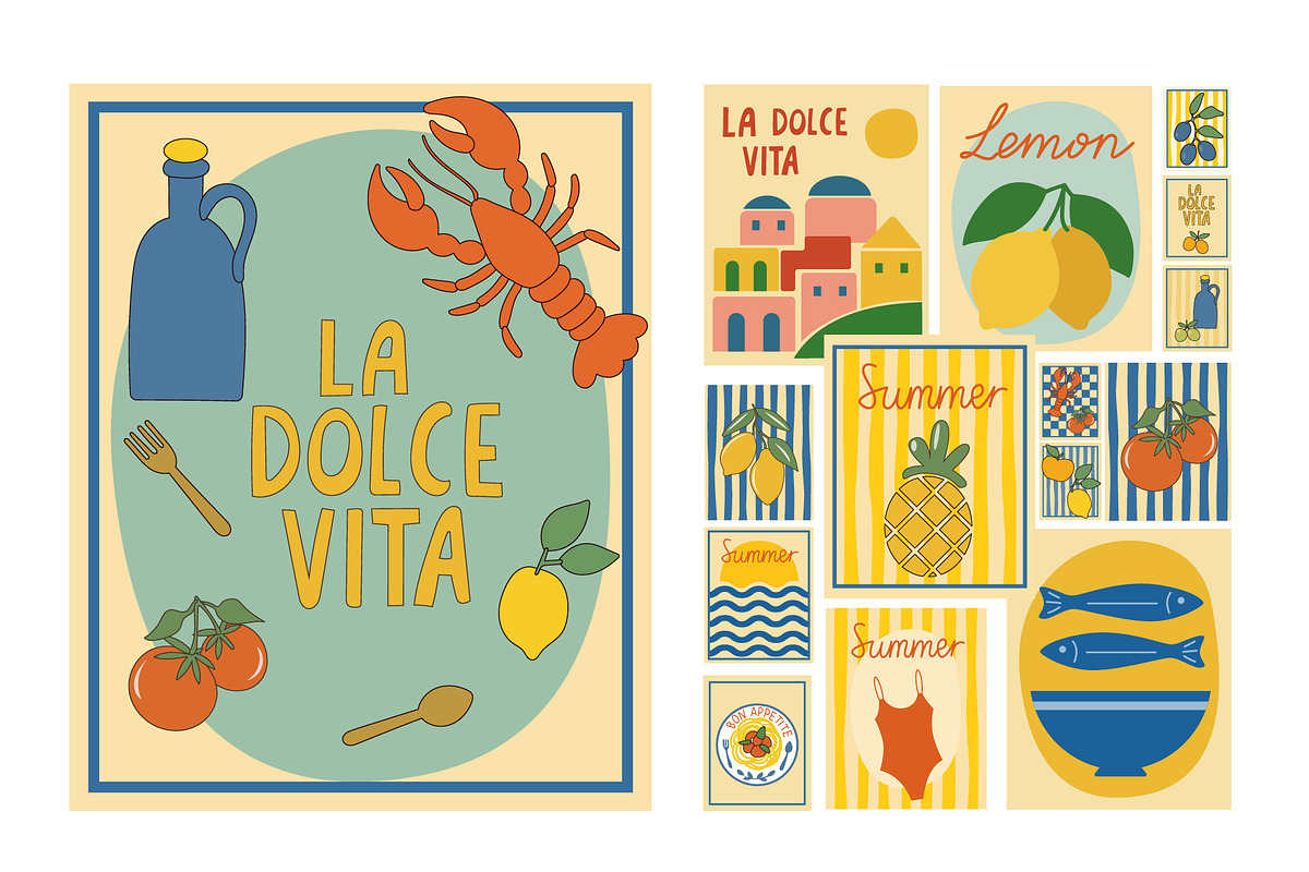 Food Mediterranean Retro Poster, an Illustration by Imaginary Party (Photo 1 of 9)