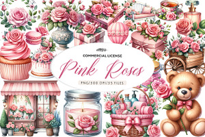 Pink Roses Pamper Time Clipart, an Illustration by CreationArt