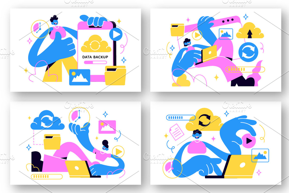 6 Data Backup Vector Illustration, a Technology Illustration by denayunebgt (Photo 2 of 3)