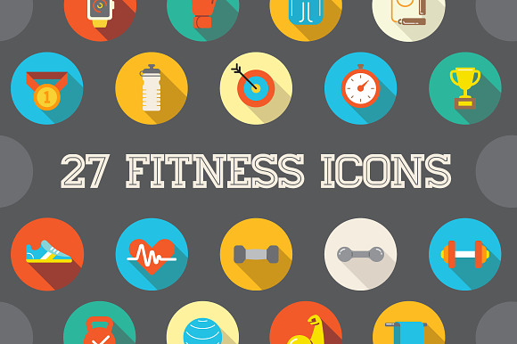 Awesome 27 Flat Vector Fitness Icons
