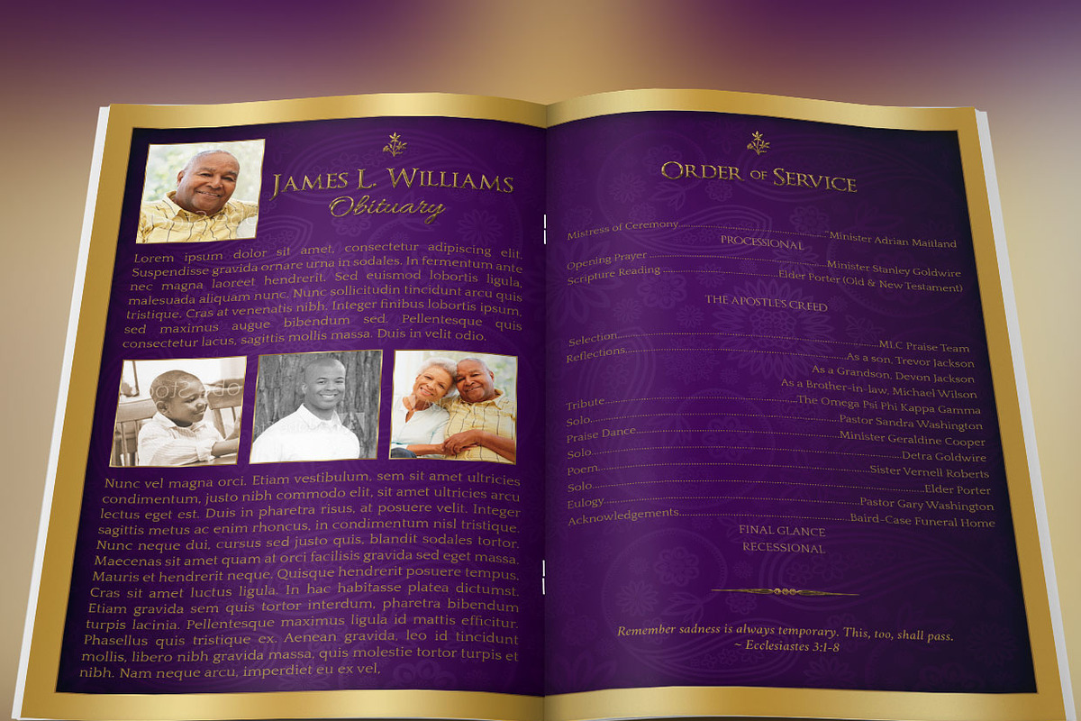 Regal Funeral Program Large PSD, a Templates & Theme by Godserv Designs