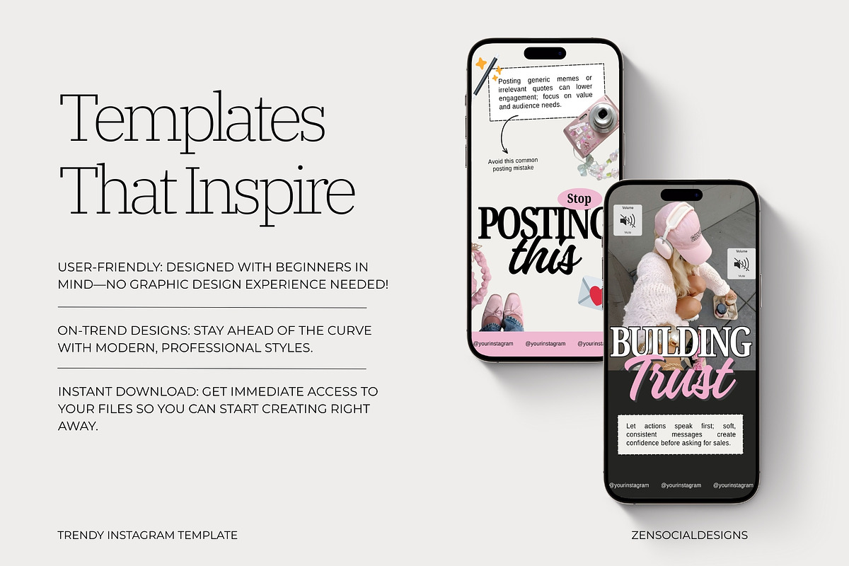 Trendy Instagram Templates, a Social Media Template by ZenSocialDesigns (Photo 7 of 9)