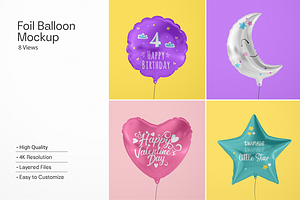 Foil Balloon Mockup Bundle, a Mockup by Mockupdaddy