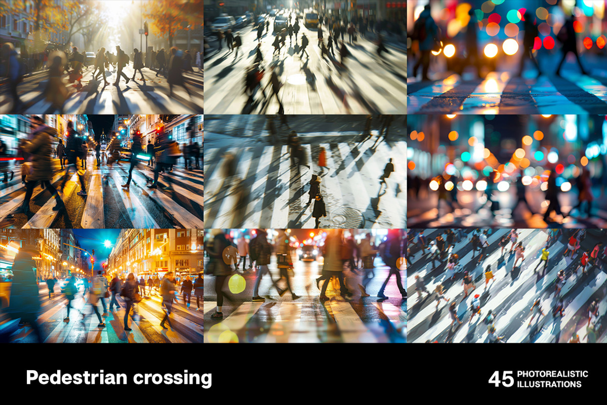 Pedestrian crossing. 45 images, a Person Illustration by Handmadefont (Photo 10 of 11)