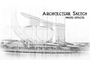 Architecture Sketch Photoshop Effect, an Action Add-On by 3d_model_tifotizi