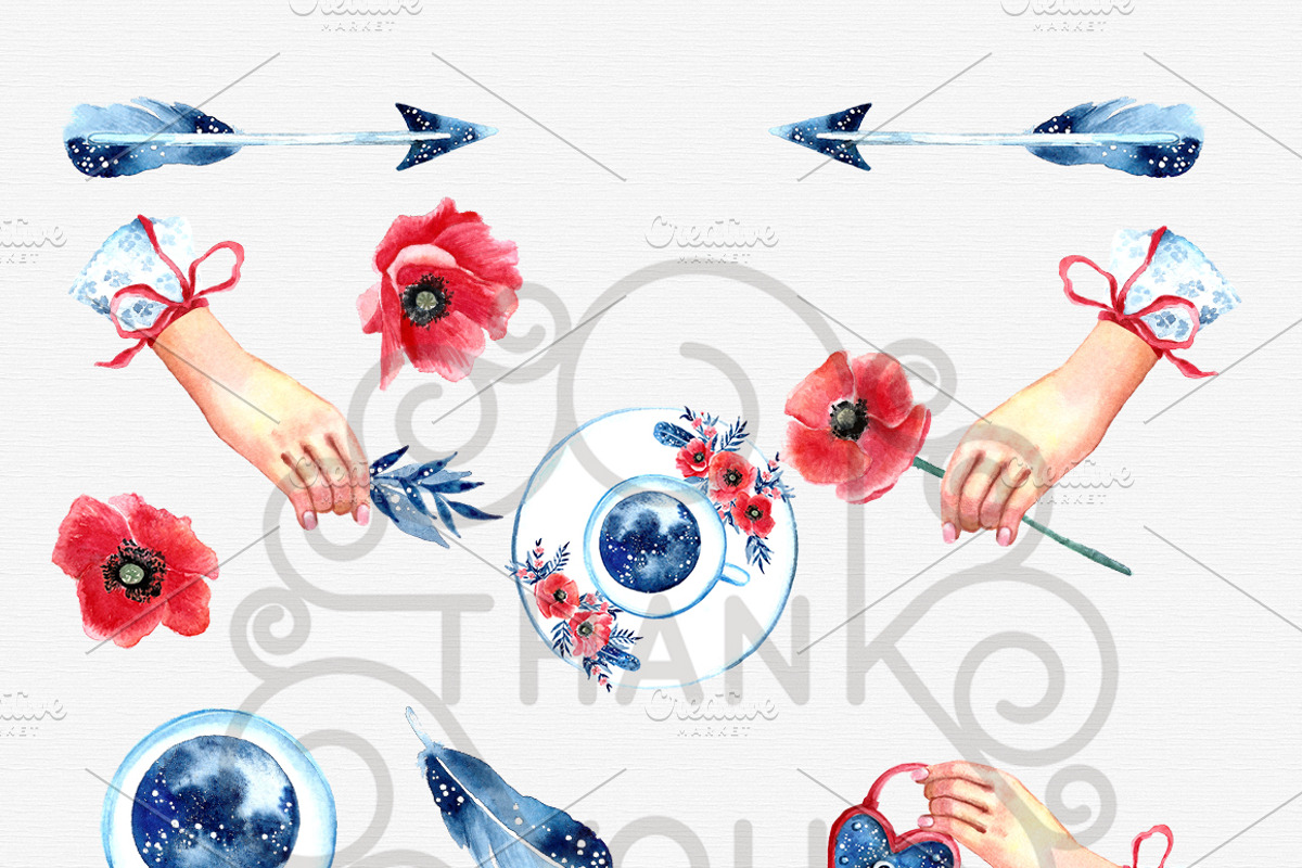 Wonderful set of watercolor grapfics, a Decorative Illustration by DigitalDream (Photo 2 of 6)
