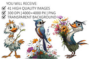 Floral Cute Birds Clipart, an Illustration by Pixels.Craft (Thumbnail 2 of 5)