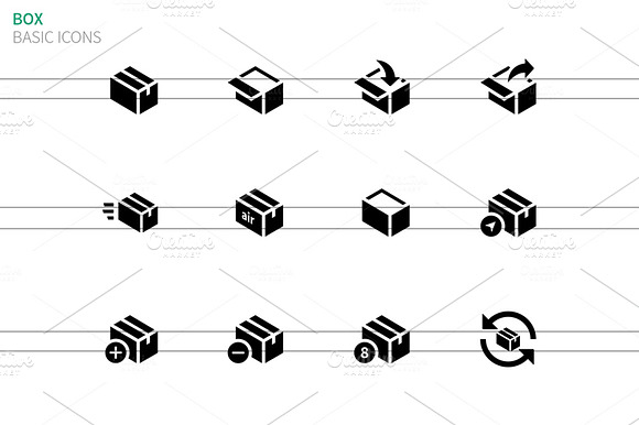 Box And Package Icons On White