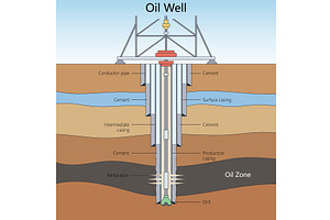 Cross-section diagram of an oil well, an Illustration by AlexArt