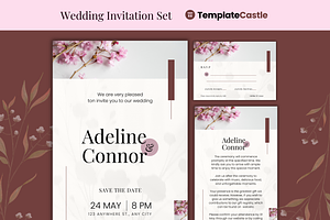 Floral Wedding Canva Template Set, an Invitation Template by TemplateCastleStore