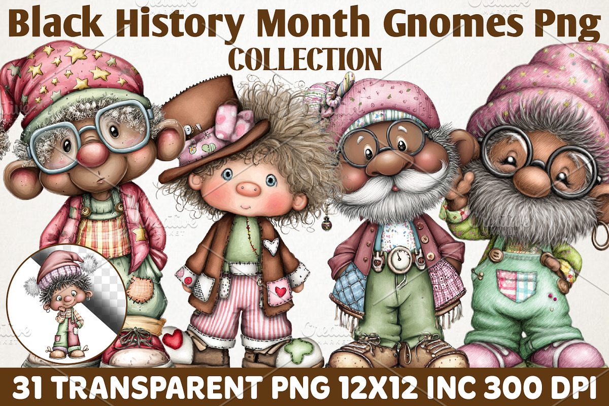 Black History Month Gnome Clipart, a Person Illustration by RobertsArt (Photo 1 of 6)