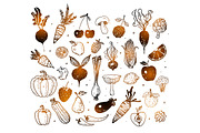 Fruits and vegetables doodles, a Food Illustration by Elina_Li (Thumbnail 7 of 20)
