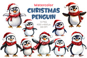Christmas Penguin. Watercolor PNG., an Animal Illustration by KENO Mascots (Thumbnail 1 of 8)