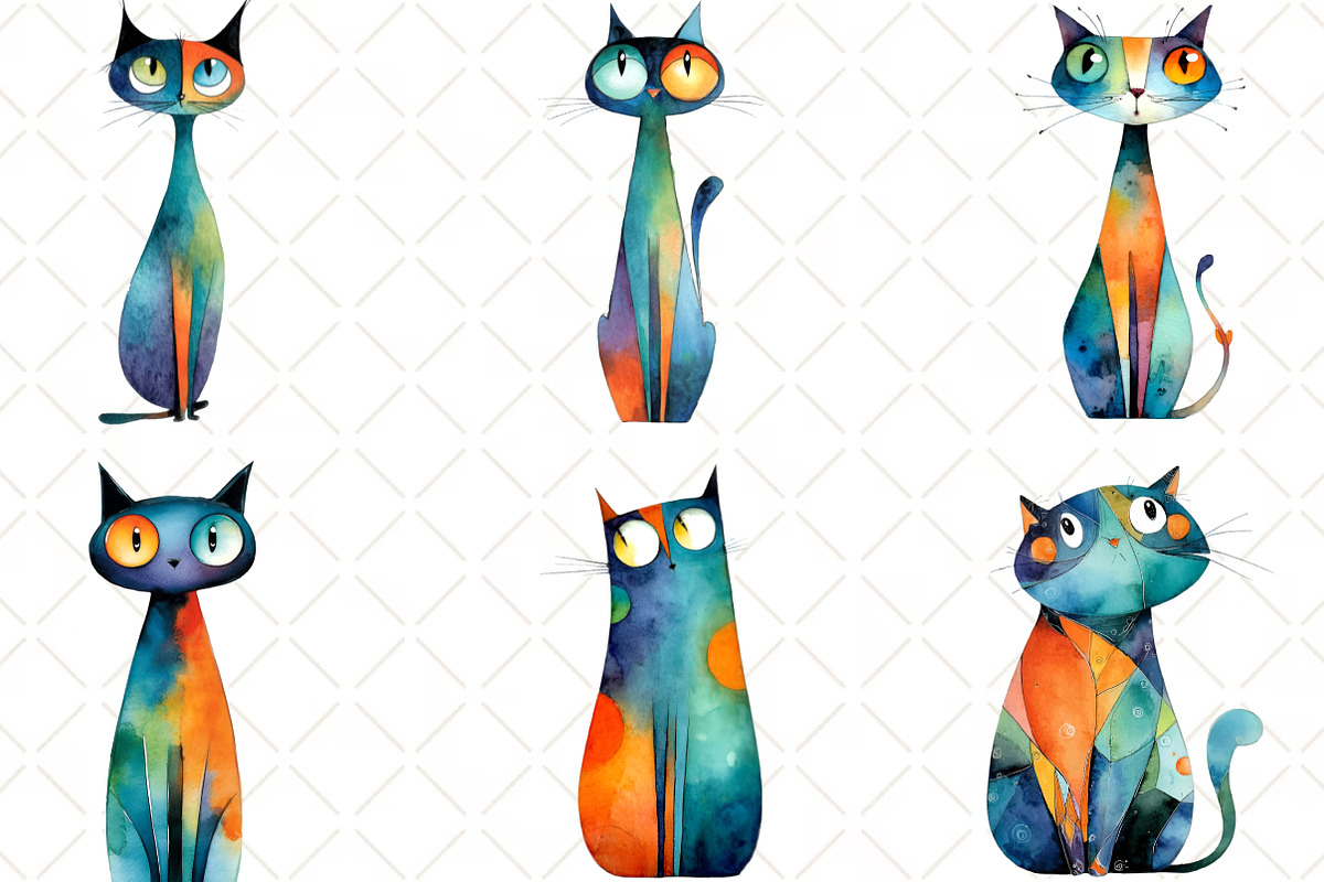 Whimsical Cat Clipart, an Illustration by Black Bird Studio (Photo 4 of 6)