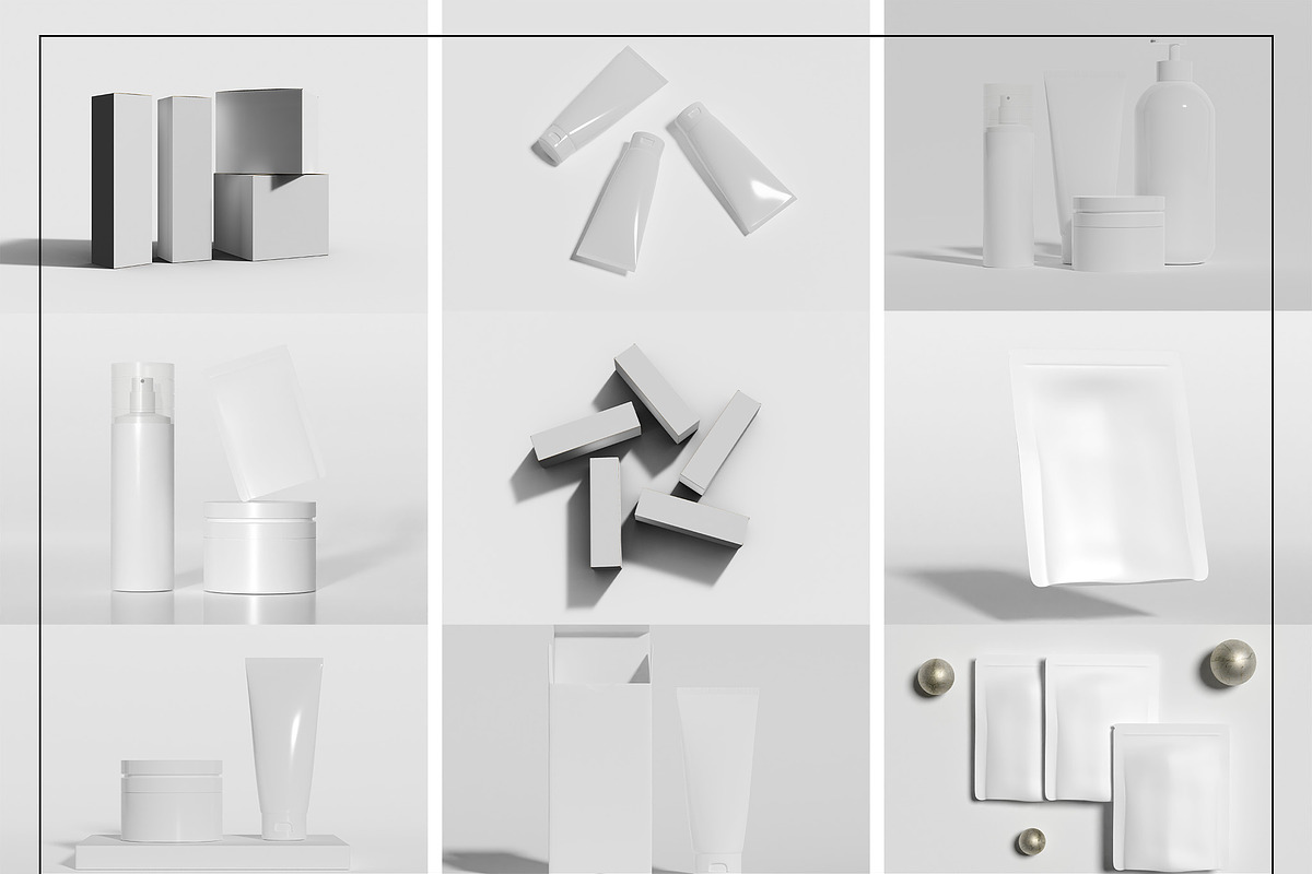 Skincare Cosmetic Box Mockup Set, a Packaging Mockup by Mego-studio (Photo 7 of 8)