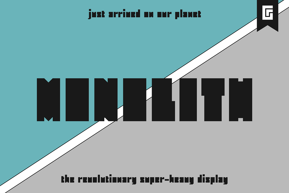Monolith Pro - Strong Blocky Font, a Font by Gravitype (Photo 1 of 11)