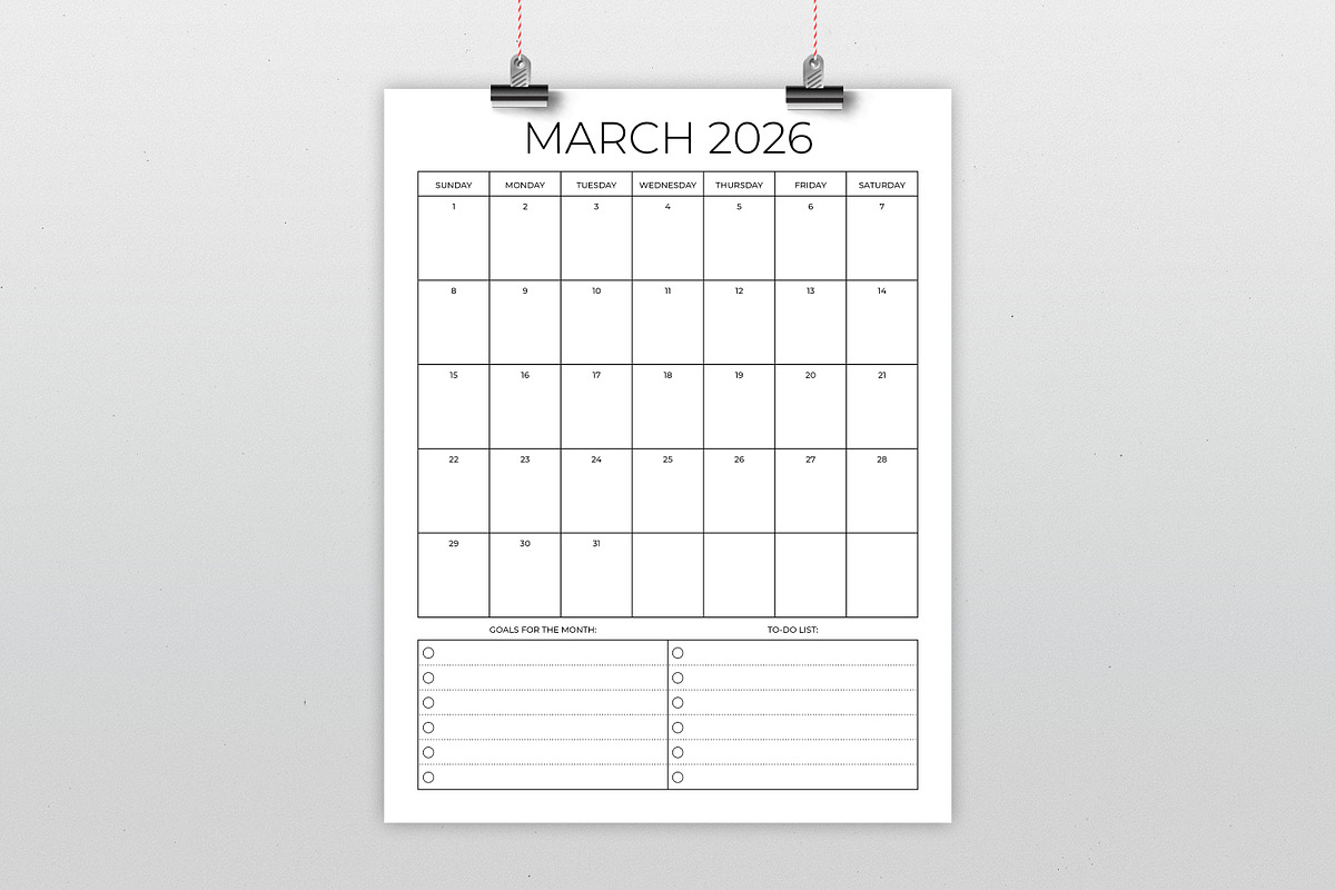 2026 Vertical 8.5x11 Inch Calendar, a Stationery Template by Running With Foxes (Photo 2 of 5)