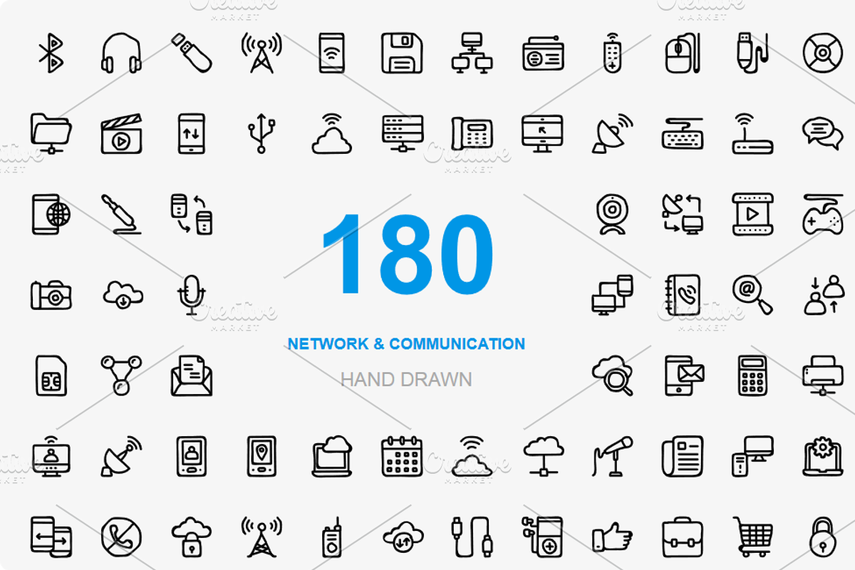 Network & Communication Hand Drawn, an Icon by Dinosoftlabs (Photo 1 of 2)