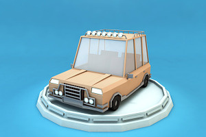 Cartoon Car Set Low Poly 3D Model