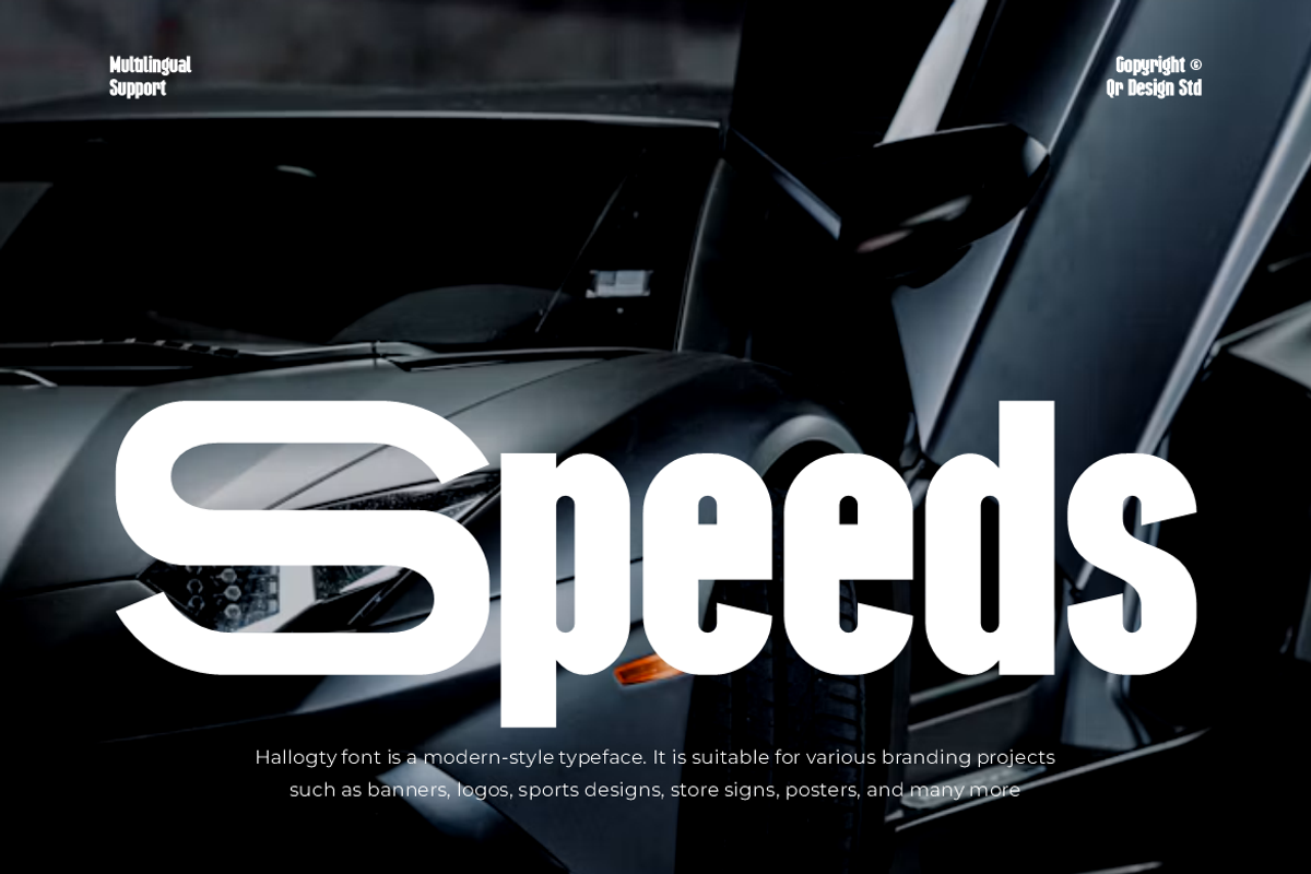 Hallogty - Bold Sports Car Font, a Sans Serif Font by QR Design Studio (Photo 2 of 15)