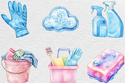Watercolor Pastel Blue Cleaning, an Illustration by Black Bird Studio (Thumbnail 6 of 6)