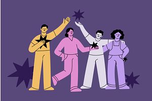 Doodle people group. Young creative, a Person Illustration by YummyBuum