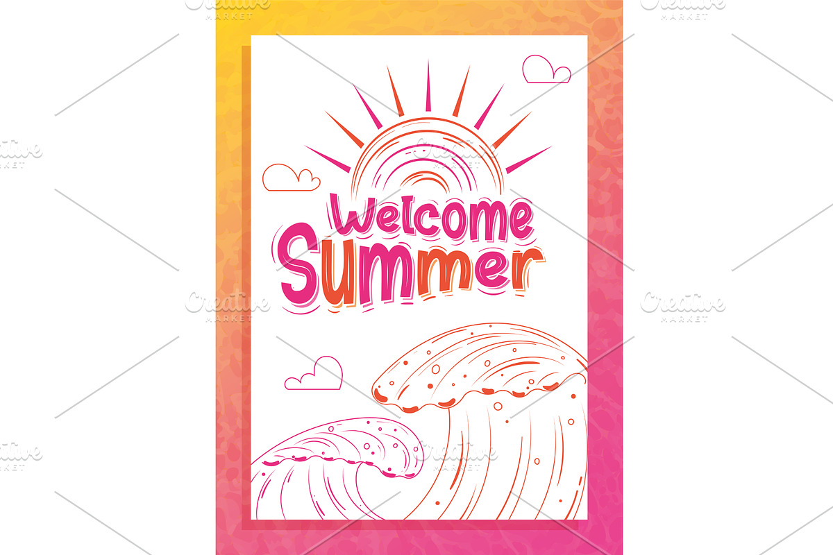 Welcome summer poster with sunrise, an Object Illustration by studioDK