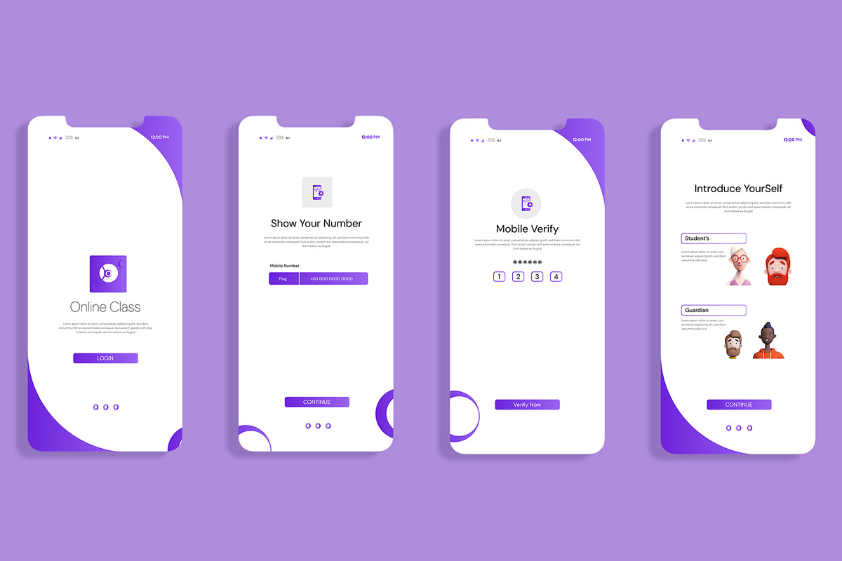 Online Class Mobile UI Layout, an UI Kit Template by CreativeShaper (Photo 2 of 4)