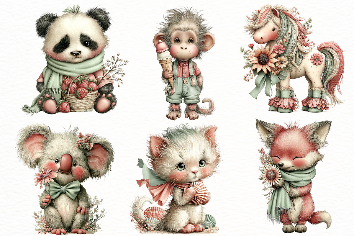 Whimsical summer Animals clipart, an Illustration by Designworld (Photo 2 of 6)