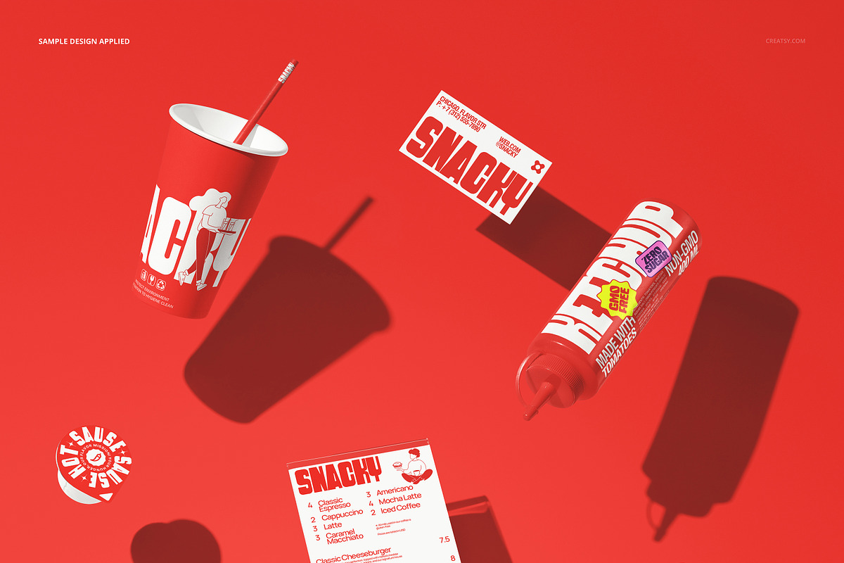 Floating Fast Food Branding Mockup, a Packaging Mockup by creatsy5 (Photo 4 of 6)
