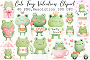 Watercolor Cute Frog Valentines Clip, an Illustration by Sublimation Artist (Thumbnail 1 of 6)