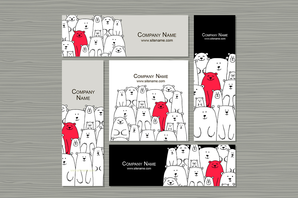 Card templates with white bears, a Card Template by Kudryashka (Photo 9 of 14)