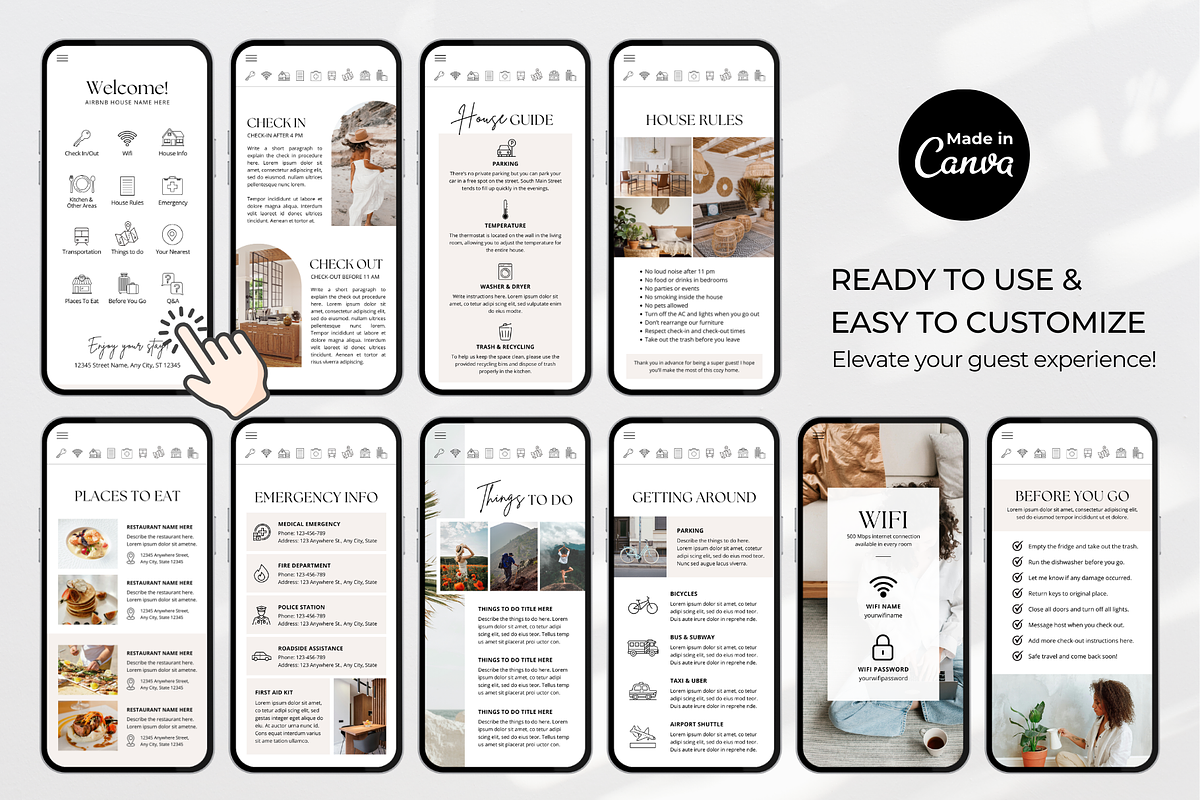 Digital Airbnb Welcome Book Template, a Brochure Template by ShopRShop (Photo 8 of 10)