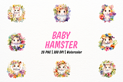 Happy Baby Hamster with Flower, an Animal Illustration by New-School-Wave (Thumbnail 1 of 5)
