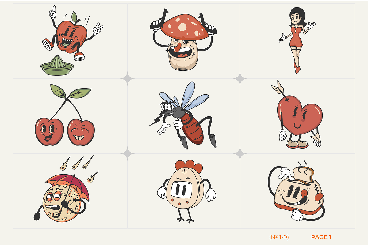 Retro cartoon characters, an Animal Illustration by Aure Design (Photo 3 of 12)