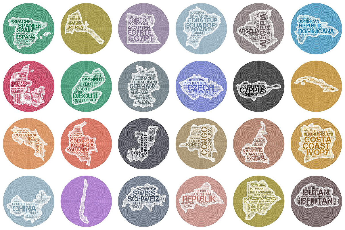 Retro Circular World Countries, an Object Illustration by Eugene Ga (Photo 6 of 7)