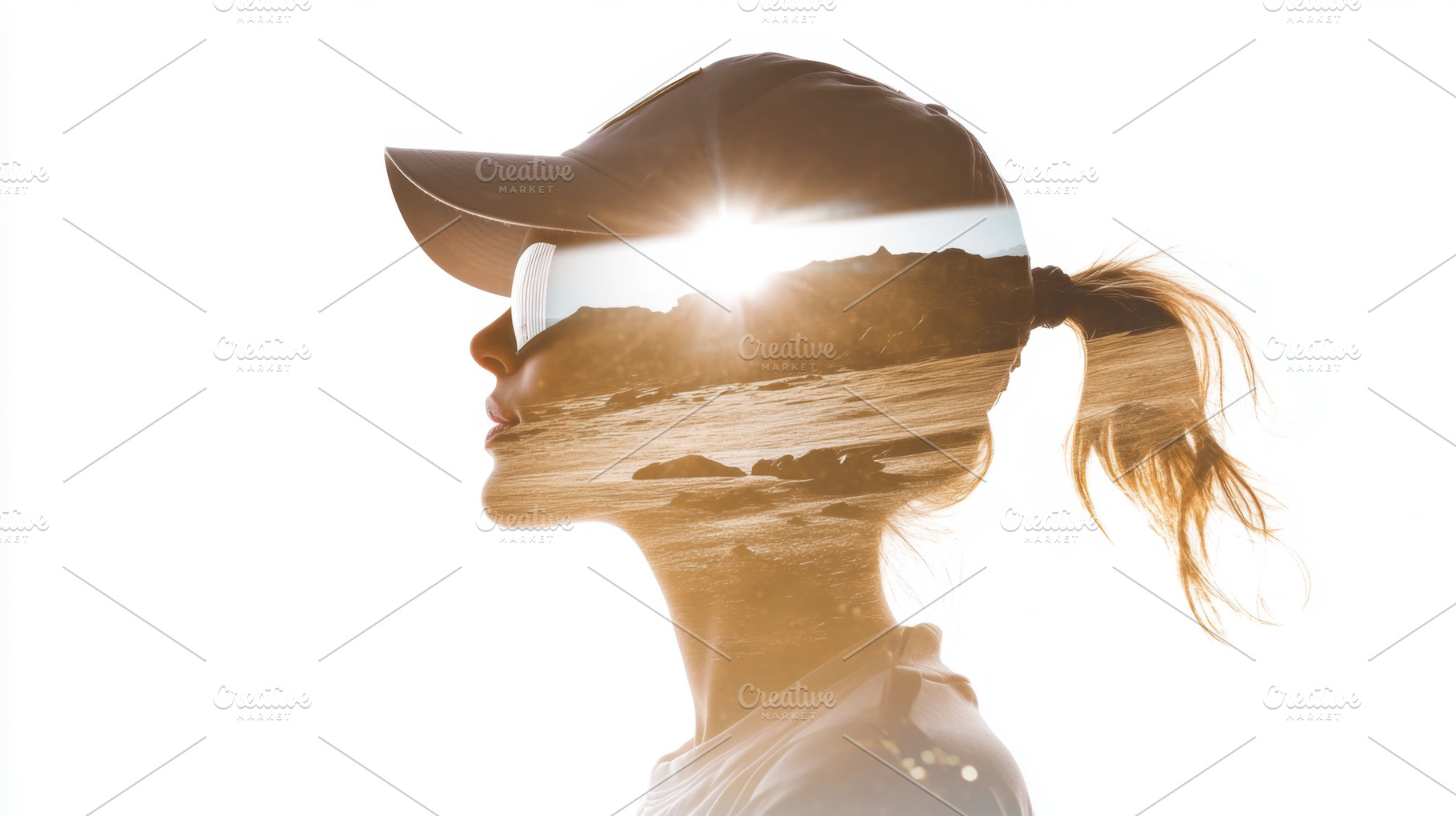 Double exposure of female athlete wi, a Photo by Dvoevnore photos