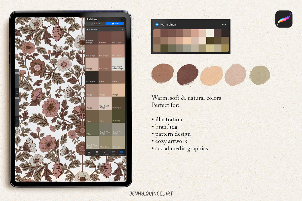 58 Cozy Color Palettes for Procreate, a Palette Add-On by Jenny Quince (Photo 3 of 5)