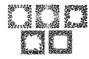 linocut floral frames, a Background Graphic by SketchArtStudio (Thumbnail 2 of 3)