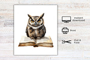 Watercolor Vintage Owl Clipart, an Illustration by Canvas Craft (Thumbnail 6 of 6)