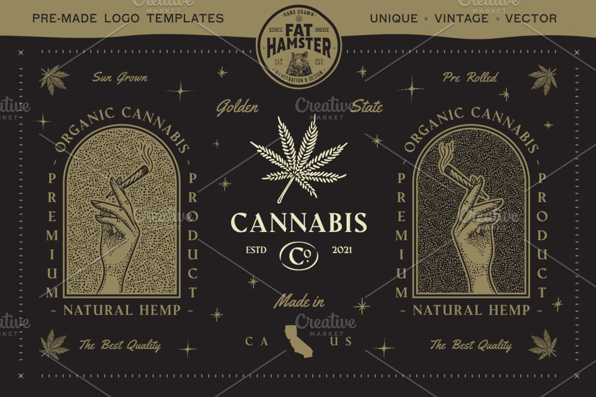 Cannabis & Hand vintage illustration, a Healthcare Illustration by Fat Hamster (Photo 2 of 16)