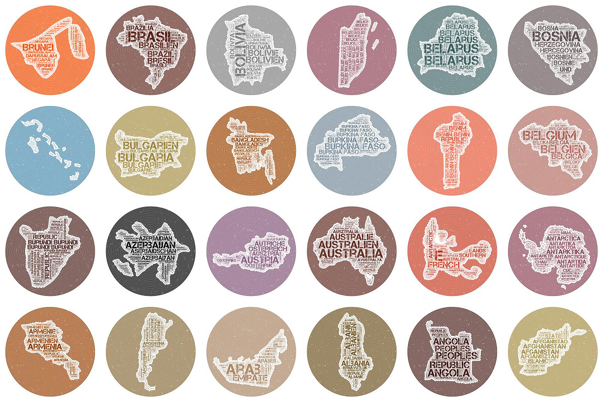 Retro Circular World Countries, an Object Illustration by Eugene Ga (Photo 7 of 7)
