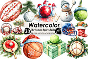 Christmas Sport Balls Sublimation, an Illustration by Black Bird Studio (Thumbnail 1 of 6)