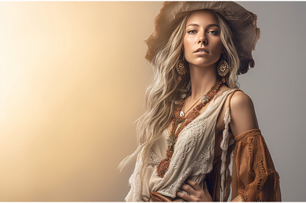 Boho cute woman. Generate Ai, a Person Photo by Ylivdesign