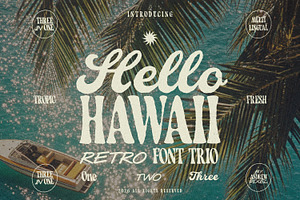 Hello Hawaii Retro Surf Font Trio, a Handwritten Font by AndrewPixelType